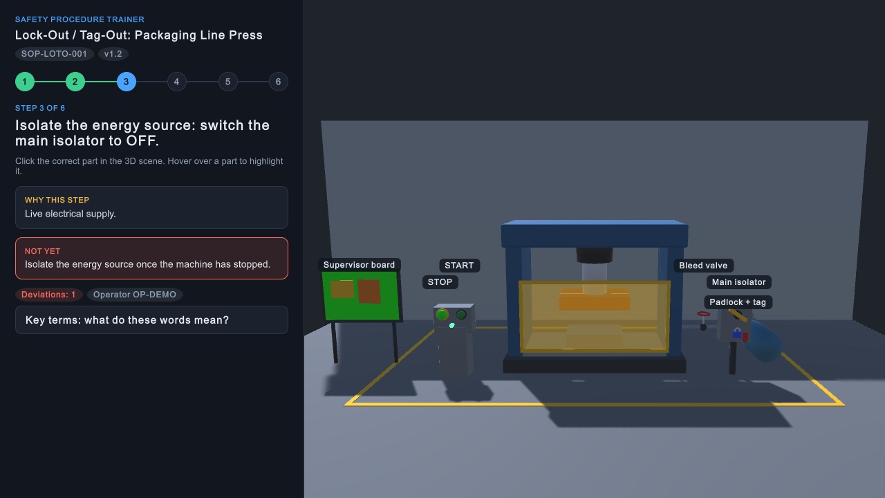 Safety Procedure Trainer screenshot